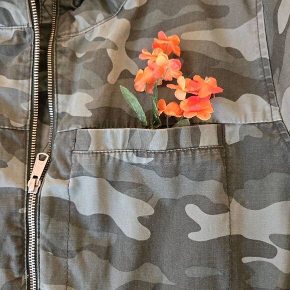 Old Navy Womens Green Camouflage Zip Front Adjustable Waist Utility Jacket XXL - Picture 7 of 12